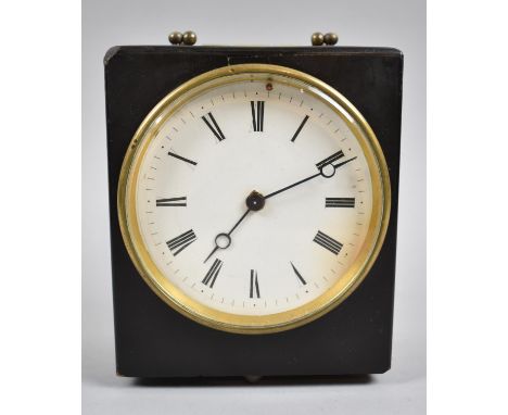 A French Carriage/Table Clock with Brass Carrying Handle, Movement Requires Attention, 18cm high 