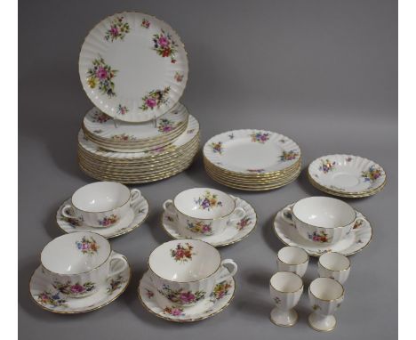 A Collection of Various Royal Worcester Roanoke Pattern Dinnerwares to comprise Two Handled Soup Bowls, Large Teacups, Saucer