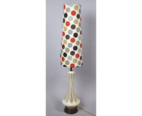 A 1960's Ceramic Based Table Lamp with Polka Dot Shade, 110cm High Overall 