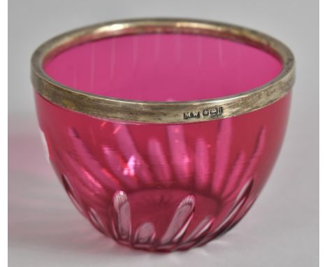 A Victorian Silver Rimmed Overlaid Cranberry Glass Bowl, Sheffield 1901 by Mappin &amp; Webb, 11cm Diameter 