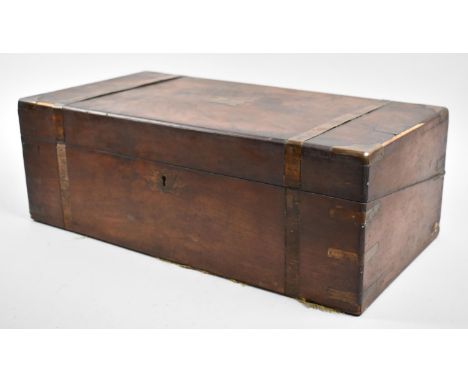 A Late 19th Century Brass Writing Slope for Restoration, Fitted Interior with Secret Drawers Behind Panel, Two Glass Inkwells