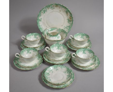 An Edwardian Floral Transfer Printed Tea Set in the Manner of Wileman by Tuscan China to comprise Five Cups, Eight Saucers, S