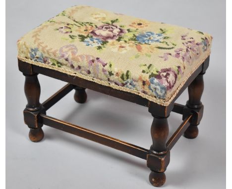 A Mid 20th Century Oak Framed Tapestry Topped Stool, 43cm wide 