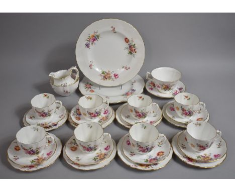 A Royal Crown Derby Derby Posies Tea Set to comprise Two Plates, Eight Side Plates, Saucers and Cups, Milk and Sugar Bowl tog