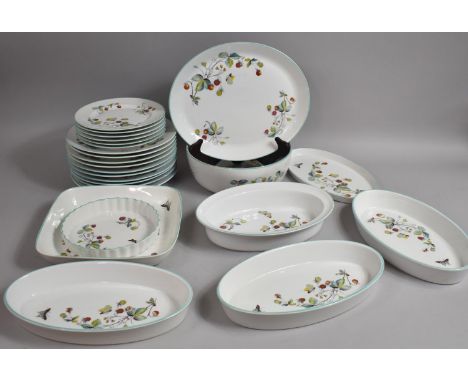 A Collection of Royal Worcester Strawberry Fair Pattern Dinnerwares to comprise Bowls, Dishes, Oval Ramekins, Plates and Smal