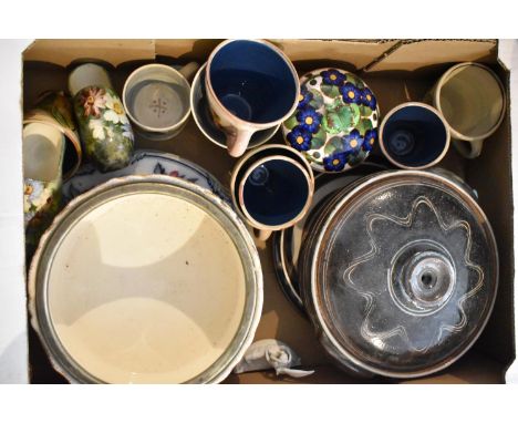 A Collection of Ceramics to Include 19th Century Viola Dinner Plates, Stoneware Tureen, Decorated Terracotta Cups Etc 