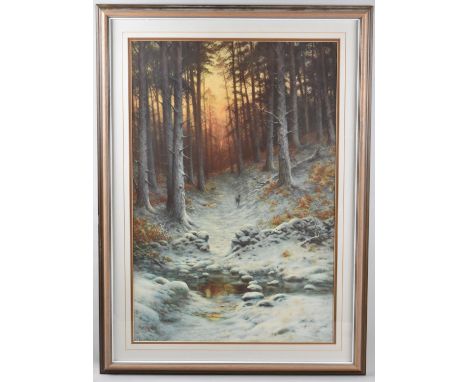 A Framed American Farquharson Print Depicting Deer on Woodland Path, 46x68cm 