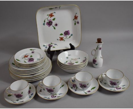A Collection of Royal Worcester Aspley pattern Breakfast Wares to comprise Square Dish, Bowls, Plates, Cups Etc (Condition Is