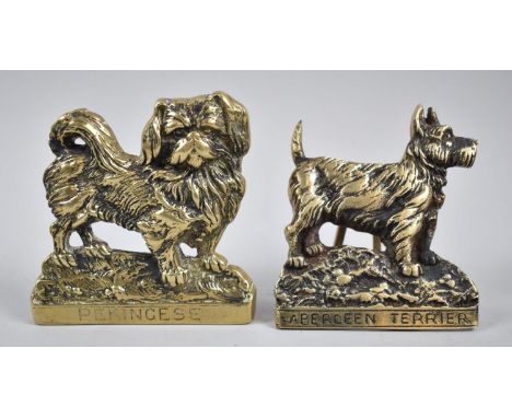 Two Mid 20th Century Brass Items, Aberdeen Terrier Door Knocker and Pekingese Fireside Ornaments 