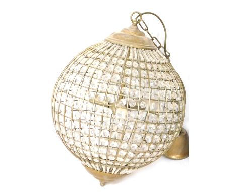 A modern crystal style ball hanging lantern, with three bulb to the central support and hanging fitting, 54cm high.