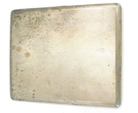 A George VI silver card case, of engine turned design, bearing internal initials JRWP, Birmingham 1957, 6oz.