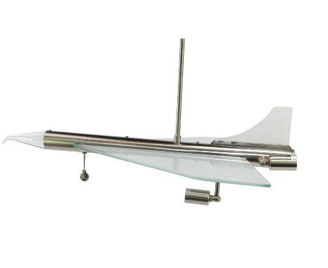 A hanging centre light in the form of Concorde, 62cm wide. 