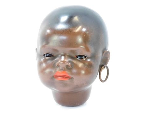 A Heubach Koppelsdorf German porcelain bisque doll's head, No 399.30.D.R.G.M.