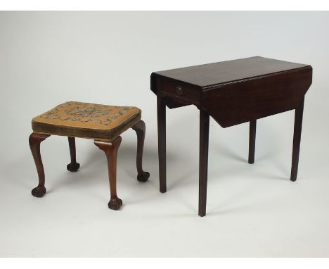 A mahogany Pembroke table, 19th century with single end frieze drawer on grooved square legs, the flaps with canted corners, 