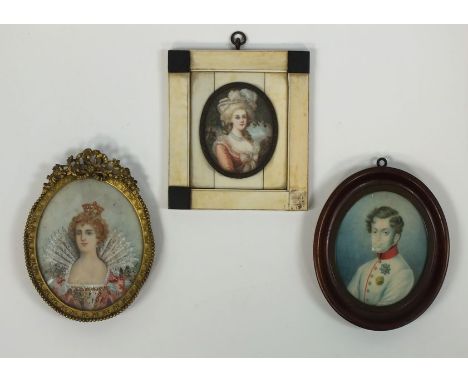 A collection of three late 19th / early 20th century portrait miniatures, a portrait of the Duc de Reichstadt, a portrait of 