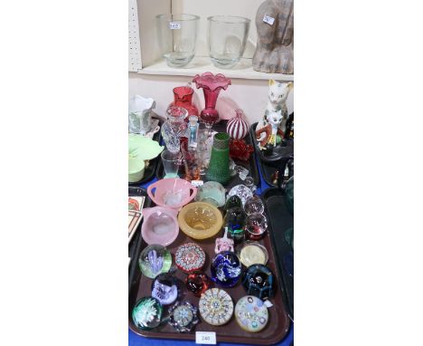 A collection of paperweights including Caithness White Aster, Trapeze, Festival no 71/500, Deja Vu, Perthshire weights one da