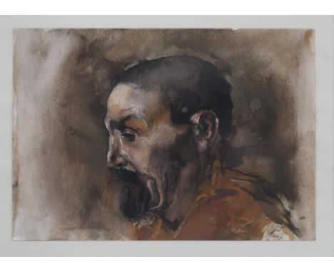 CONTEMPORARY SCHOOL &nbsp;PROFILE PORTRAIT &nbsp;Watercolour, 14 x 22cm&nbsp; &nbsp;Together with another watercolour by 'Mit
