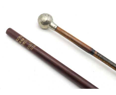 A Boer War prisoner of war hardwood walking cane, carved "G.G. Traherne, Made by I.S. Joubert, P.O.W., Bermuda, 1902" and mea