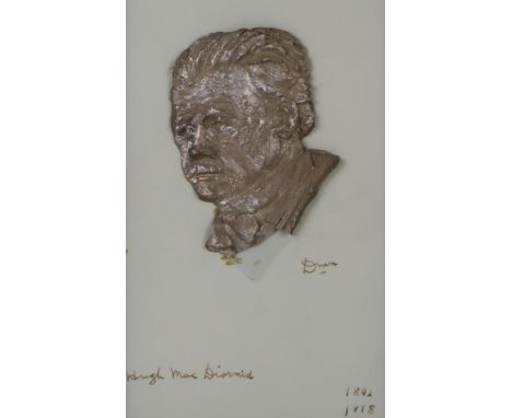 DESMOND MCNAMARA (IRISH 1918-2008) HUGH MACDIARMID&nbsp; Metal relief sculpture, signed with initials and inscribed, 10cm (4"