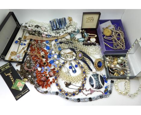 A collection of vintage costume jewellery to include a Monet necklace and earring set, and other items Condition Report:No co