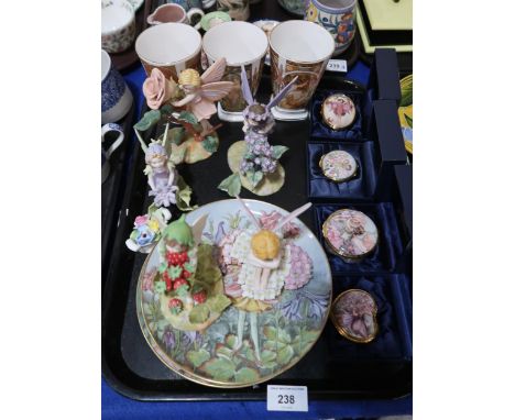 Four Royal Worcester Flower Fairy trinket boxes, five Flower Fairy figures, and other items Condition Report:No condition rep