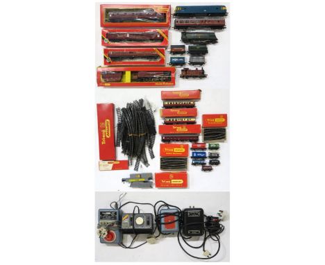 A collection of Hornby model railway, to include a boxed Duchess of Sutherland 4-6-2 locomotive and tender, R.936 L.M.S. Coac