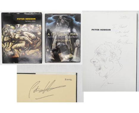 Two books on the work of Peter Howson, each signed by the artist, one featuring a portrait sketch in ink (2) Condition Report