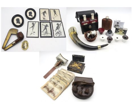 A mixed lot, comprising Underwood &amp; Underwood stereoscopic viewer with a small selection of mixed slides, cased London si