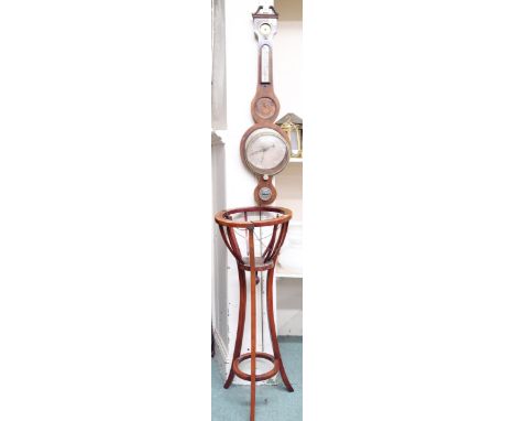 A lot comprising 19th century "banjo" barometer/thermometer(def) and a regency style jardinière (def)&nbsp;&nbsp; Condition R