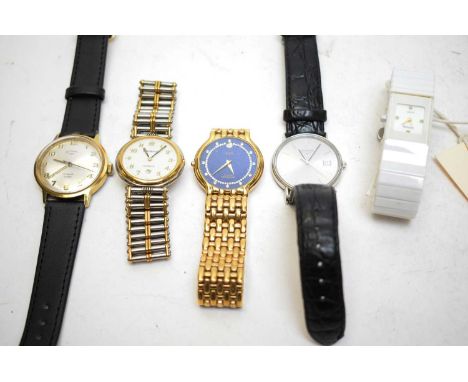 A collection of wrist watches, by makers including Rado, Longines, Rotary and others. 