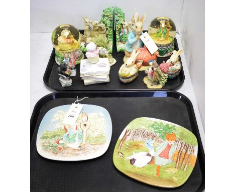 A pair of Beswick ‘Scenes from Beatrix Potter’ ceramic wall plaques, comprising First Edition and Second Edition, printed mar