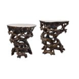 A PAIR OF CHINESE HARD WOOD STANDS, QING DYNASTY, LATE 19TH CENTURY