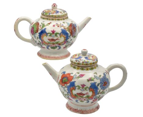 TWO CHINESE ‘FAMILLE-ROSE’ PORCELAIN ‘MADAME DE POMPADOUR’ TEAPOTS AND COVERS, QING DYNASTY, QIANLONG PERIOD, CIRCA 1765Each 