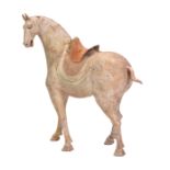 A LARGE CHINESE UNGLAZED POTTERY HORSE, TANG DYNASTY, 618 – 907 AD