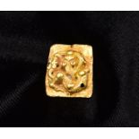 A SMALL CHINESE GOLD SQUARE BELT-HOOK INLAY, WARRING STATES PERIOD, 475 – 221 BC
