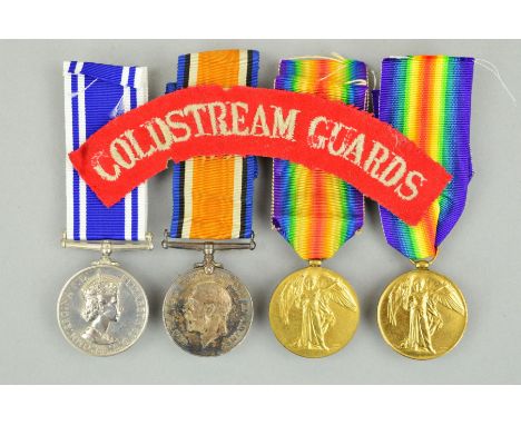 A SELECTION OF MEDALS, as follows, WWI British War and Victory medal pair named to 15051 Pte J. Picking Coldstream Guards, wi