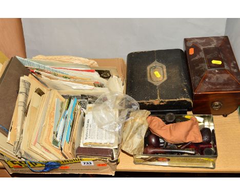 A QUANTITY OF EPHEMERA, to include photographs, cigarette and trade cards, postcards, mainly greetings and early 20th Century