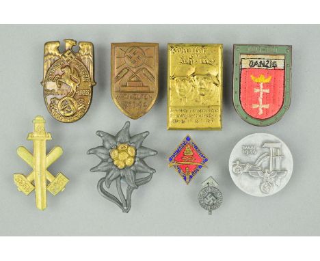 A NUMBER OF PRE AND WWII 'TINNIES' BADGES, together with other 3rd Reich badges as follows, SA Westfalen, Treffen 8-9 Juli 19