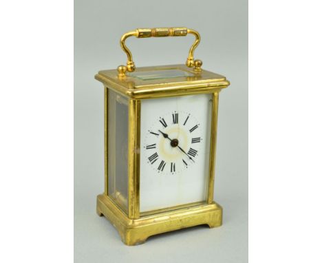 A BRASS CARRIAGE CLOCK