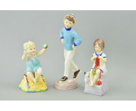 THREE ROYAL WORCESTER DAYS OF THE WEEK FIGURES, 'Tuesday's Child' (boy) RW3534, 'Saturday's Child' (girl) RW3262 and 'Sunday'