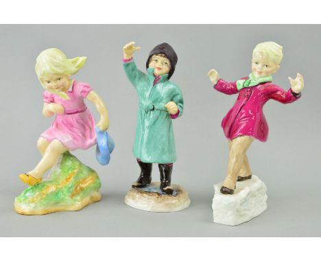 THREE ROYAL WORCESTER MONTHS OF THE YEAR FIGURES, 'January' RW3452, 'February' RW3453 and 'March' RW3454, all modelled by F.G