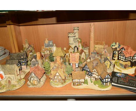 THIRTEEN DAVID WINTER SCULPTURES, to include 'The Chapel', 'Tudor Manor House', 'The Woodcutters Cottage', 'The House on Top'