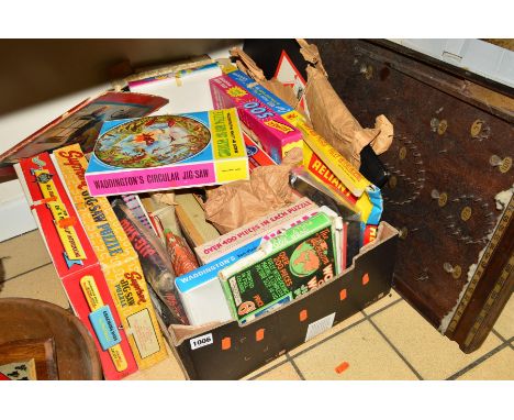 A BOX AND LOOSE GAMES, JIGSAWS, etc, to include a bagatelle