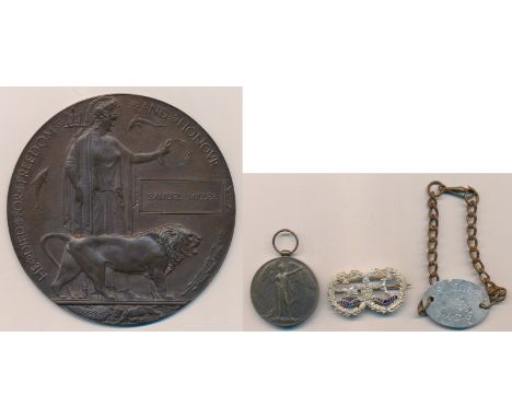 First World War – Samuel Miller – First World War Death Plaque named to Samuel Miller, together with Victory Medal for 3538 P