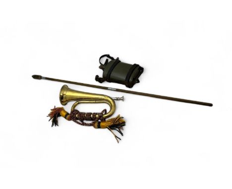 Garrett London Military Bugle, Second World War Water Bottle with leather straps &amp; gun cleaner. (3)