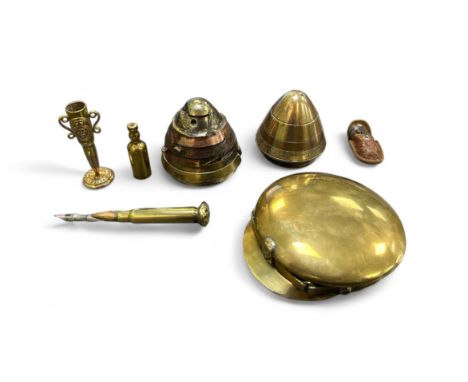 Trench Art, small range of interesting shells and trench art to include; No. 80 brass British percussion fuse, No. 85 brass p