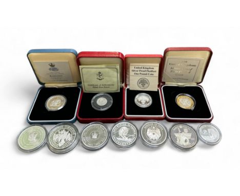 Collection of silver proof FDC coins (11) with boxed piedfort silver proof FDC Alderney £2 1993, Barbados $1 1997, GB £1 1987