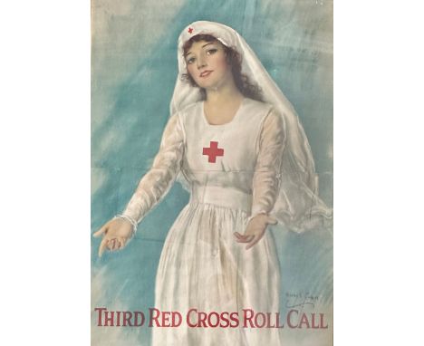First World War ‘Third Red Cross Roll Call’ Propaganda Poster by William Haskell Coffin, framed. 100cm x 79cm.