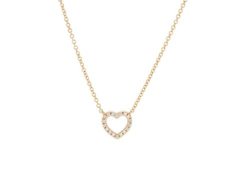 the heart-shaped pendant set with small round brilliant-cut diamonds, to an integral 18ct yellow gold trace-link chain; with 