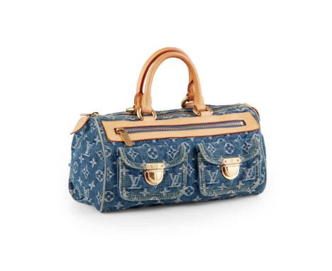 denim monogrammed canvas, vachetta leather, with gold-toned hardware, yellow interiorWidth: 30cm